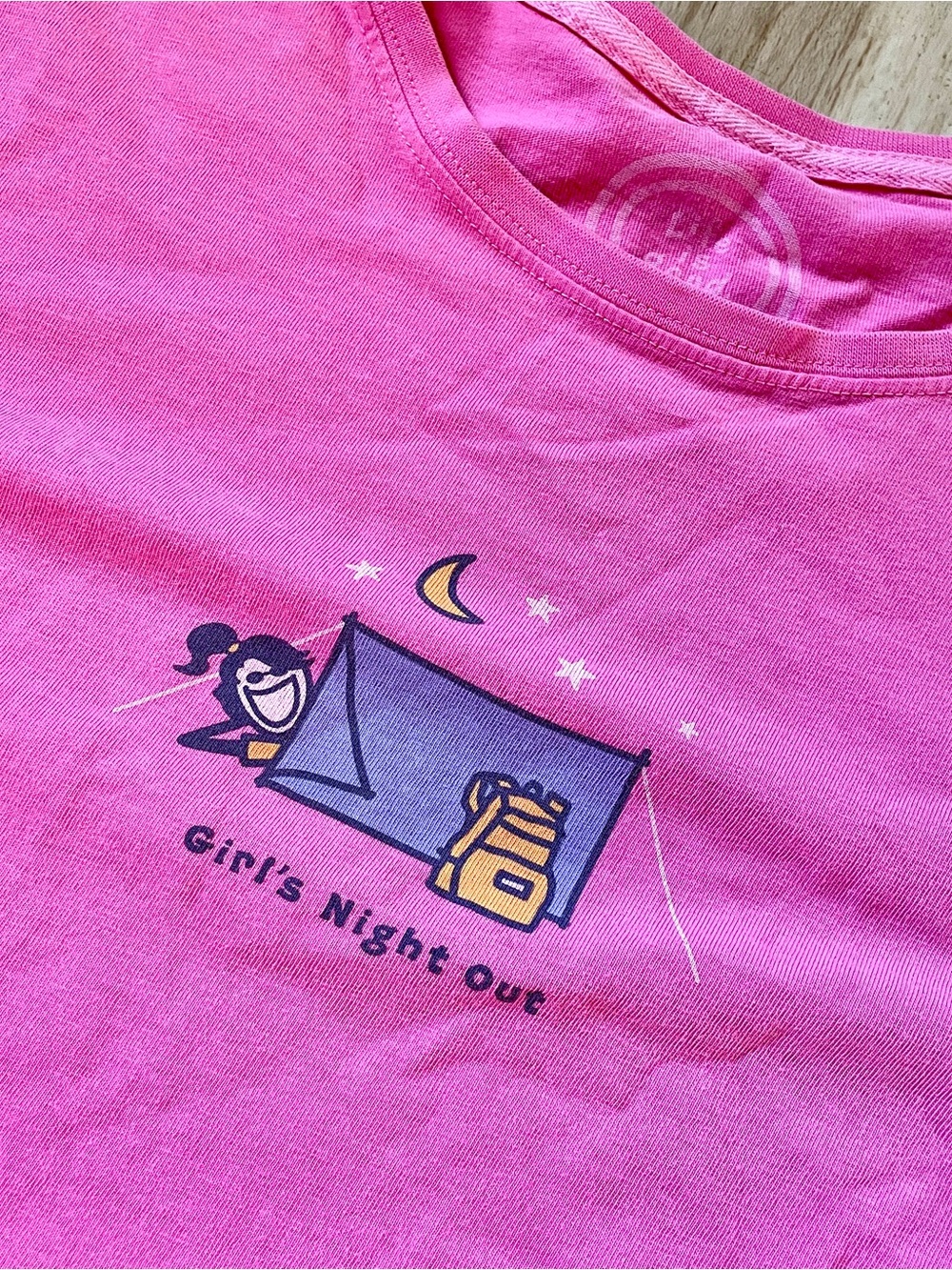 Life Is Good Girls' Night Out Pink Graphic Tee, camping, women’s size: Large - Picture 6 of 9